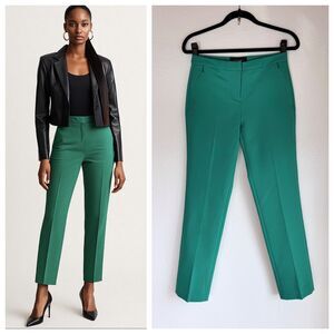 NWT Kobi Halperin Alexi Twill Cropped Mid-Rise Cigarette Pants in Ivy Green Sz 2